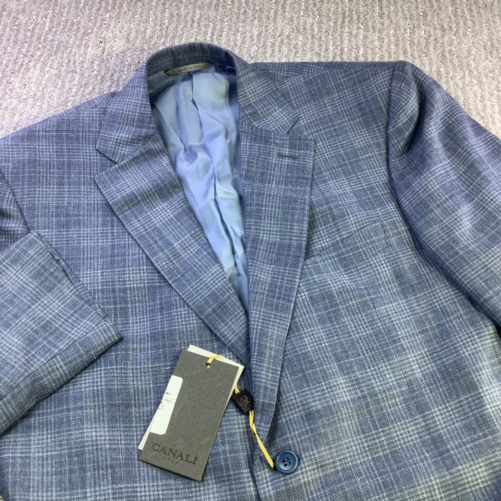 Canali Light Blue Plaid Sport Coat Blazer